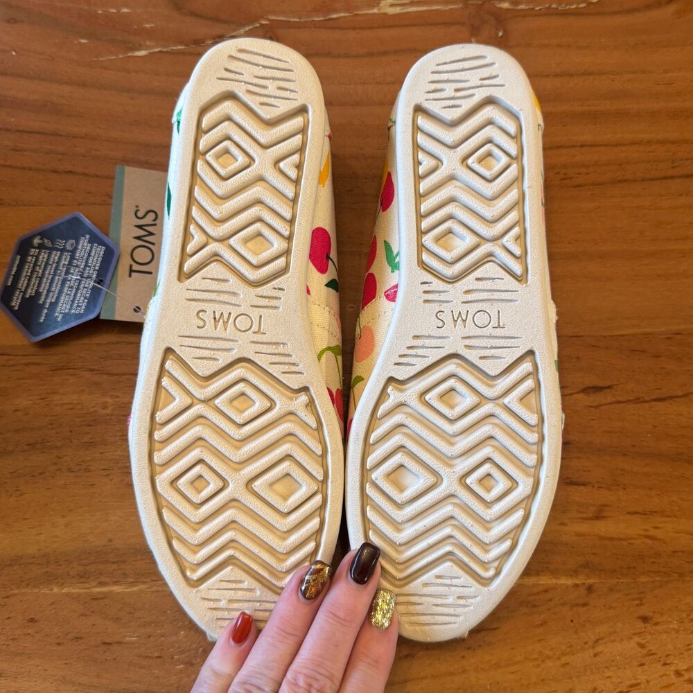 Toms Alpargata Natural Cherries Print Canvas Slip On Shoes Womens Size 5M - Picture 6 of 12